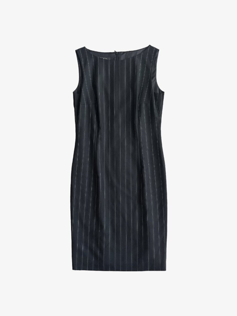 Y2K Black Stripe Pattern Wool Sleeveless Shift Dress by Escada